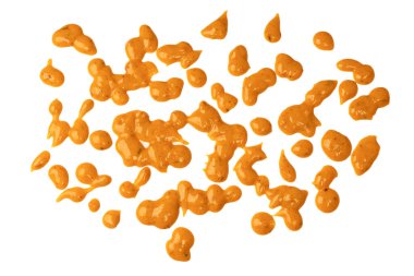 Sarı sos arka plan olarak sıçrıyor. Üst görünüm. 