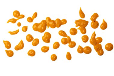 Sarı sos arka plan olarak sıçrıyor. Üst görünüm. 