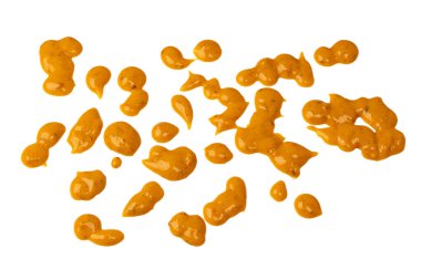 Sarı sos arka plan olarak sıçrıyor. Üst görünüm. 