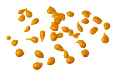 Sarı sos arka plan olarak sıçrıyor. Üst görünüm. 