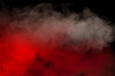 Siyah arka planda beyaz buhar. Boşluğu kopyala.