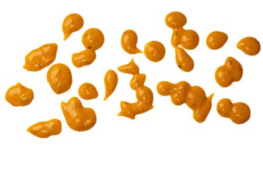 Sarı sos arka plan olarak sıçrıyor. Üst görünüm. 