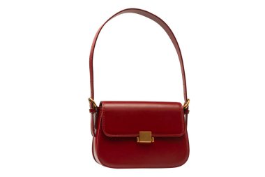 Burgundy omuz deri çanta beyaz arka planda izole. 