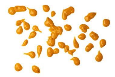 Sarı sos arka plan olarak sıçrıyor. Üst görünüm. 