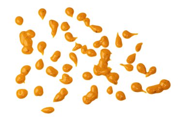 Sarı sos arka plan olarak sıçrıyor. Üst görünüm. 