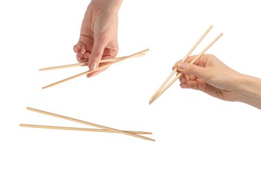 Beyaz arka planda izole edilmiş suşi çubukları.. 