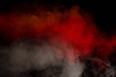 Siyah arka planda beyaz buhar. Boşluğu kopyala.