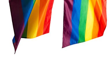 Arka plan olarak gökkuşağı bayrağı. Üst Manzara. LGBT bayrağı. 