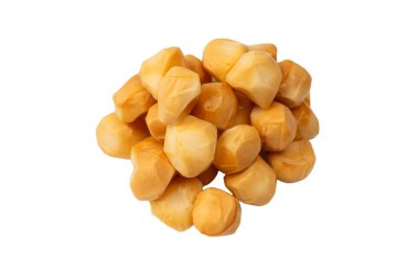 Beyaz bir arka planda izole edilmiş peynir parçaları.. 