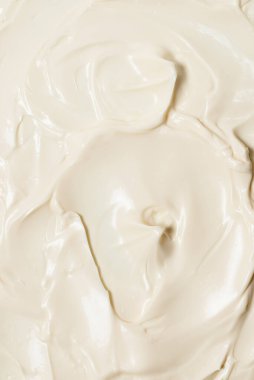 Beyaz krem şanti dokusu. Üst görünüm. 