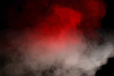 Siyah arka planda beyaz buhar. Boşluğu kopyala.