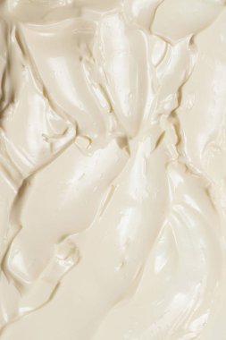Beyaz krem şanti dokusu. Üst görünüm. 