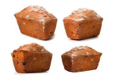 A cupcake with raisins isoalted on a white background. Muffin. 