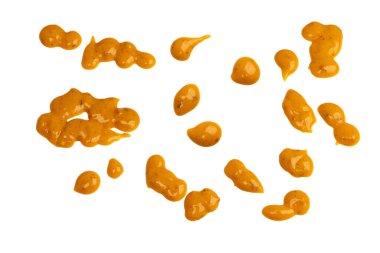 Sarı sos arka plan olarak sıçrıyor. Üst görünüm. 