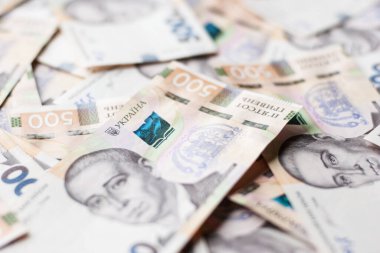 Ukrayna kağıt para banknotları Hryvnias finansal geçmişi. Tasarruf veya harcama kavramı