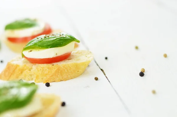 Caprese Sandwiches Mozzarella Tomato Basil — Stock Photo, Image