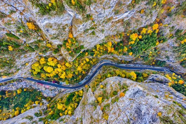 Autumn Canyon Road Viewed Bicaz Gorges Mountain Pass Road Romanian — Stock Photo, Image