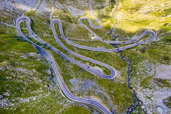 Aerial View Transfagarasan Most Beautiful Mountain Road Romania — Stock Photo, Image