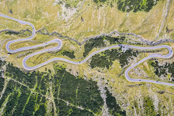 Vista Superior Carretera Montaña Verano Camino Montaña Más Espectacular Rumania — Foto de Stock