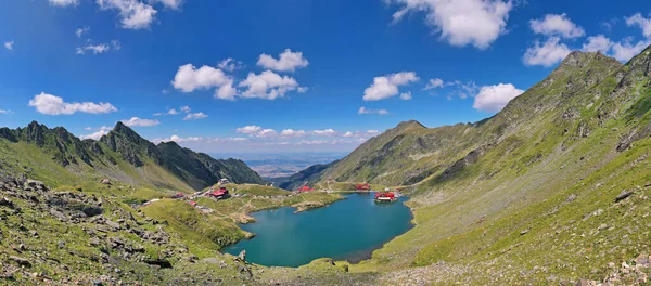 Panorama Lago Alpino Verão Nos Cárpatos Romenos Lago Balea Panorama — Fotografia de Stock