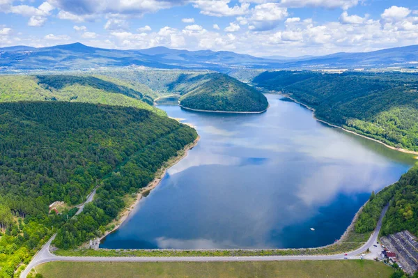 Lato Górskie Jezioro Oglądane Góry Jezioro Zetea Rumuńskich Krapatach Krajobraz — Zdjęcie stockowe