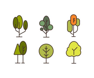 Ağaç simgeler vektör çizim ayarla