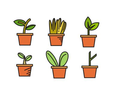 ev bitkisi simgeleri vektör illüstrasyonunu ayarla