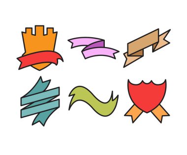 ödül kurdele bayrağı ve etiket vektör çizimi