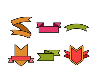 ödül kurdele bayrağı ve etiket vektör çizimi