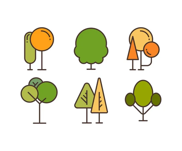 Ícones Árvore Conjunto Ilustração Vetorial — Vetor de Stock