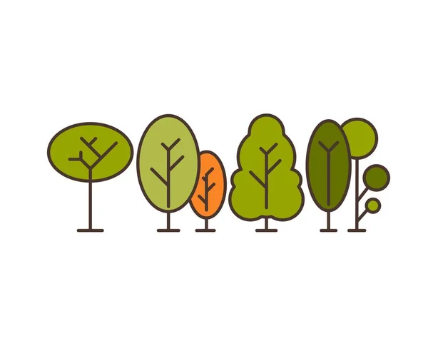 Ícones Árvore Conjunto Ilustração Vetorial — Vetor de Stock