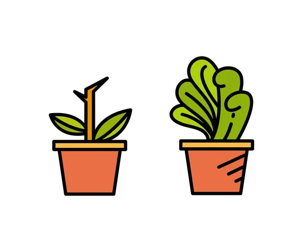 Plant Pot Icons Set Vector Illustration — Stock Vector