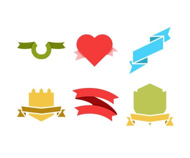 ödül kurdele bayrağı ve etiket vektör çizimi