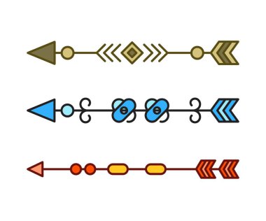 Ok dekorasyonu vektör illüstrasyonunu ayarladı