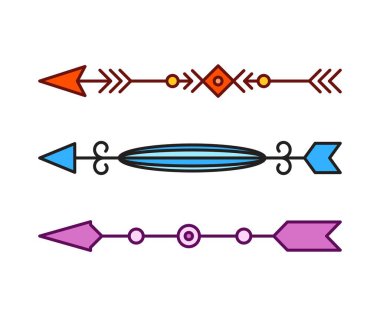 Ok dekorasyonu vektör illüstrasyonunu ayarladı