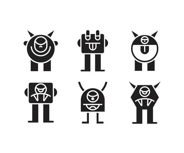 Monster Characters Icons Set Vector Illustration — Stock Vector