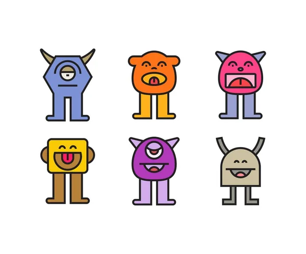 Cartoon Monsters Characters Set Illustration — Stock Vector