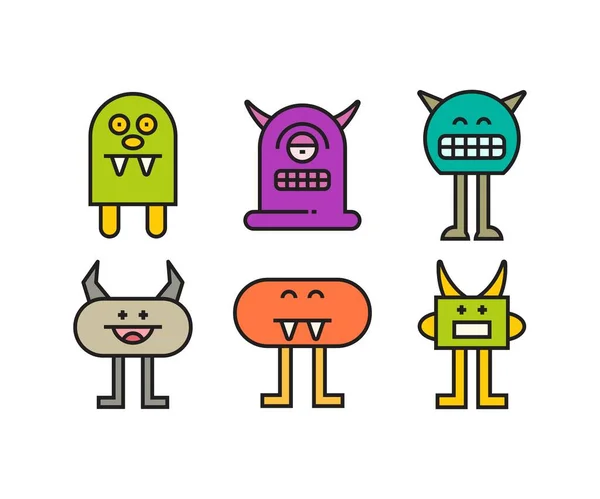 Personaggi Dei Mostri Dei Cartoni Animati Set Illustrazione — Vettoriale Stock