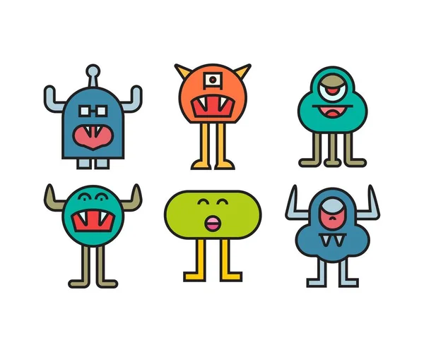 Cartoon Monster Character Icons Set — Stock Vector