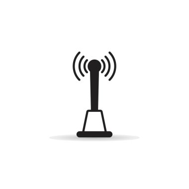 Beyaz arkaplanda radyo ve ağ kulesi simgesi