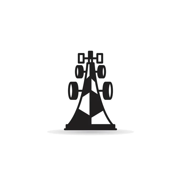 Funk Und Netzwerkturm Symbol Auf Weißem Hintergrund — Stockvektor