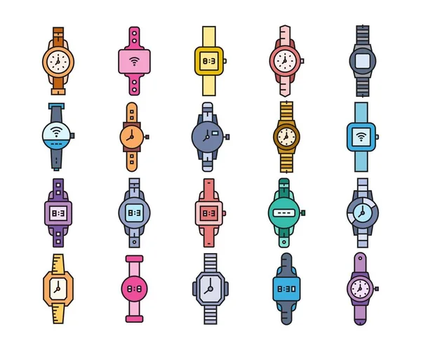 Watch Icons Set Vector Illustration — 스톡 벡터
