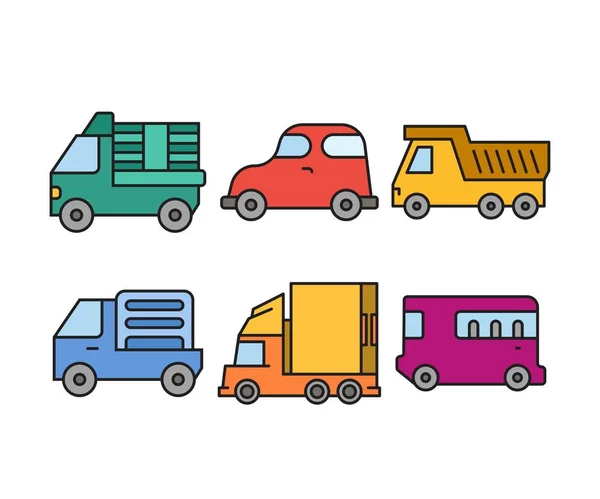 Auto Vervoer Pictogrammen Set Illustratie — Stockvector