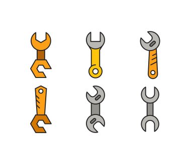 İngiliz anahtarı araç simgeleri vektör illüstrasyonunu ayarla