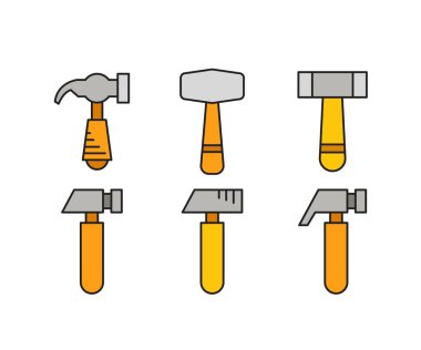 Çekiç ve çekiç simgeleri ayarlandı