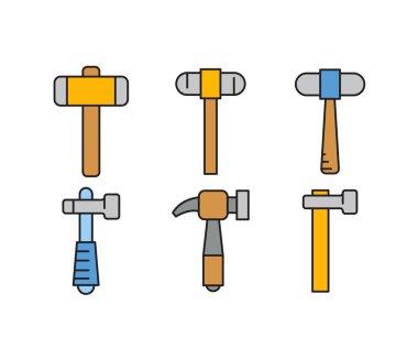 Çekiç ve çekiç simgeleri ayarlandı