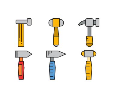 Çekiç ve çekiç simgeleri ayarlandı