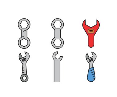 İngiliz anahtarı araç simgeleri vektör illüstrasyonunu ayarla
