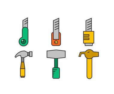 Kesici bıçak ve çekiç simgeleri çizim ayarları