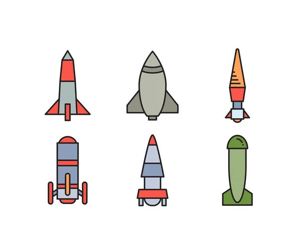 Geleide Raket Raket Pictogrammen Ingesteld — Stockvector
